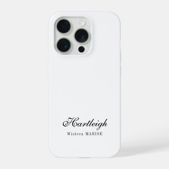 Modern Black White Monogram Name iPhone Case (Back)