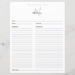 Modern Black White Monogram Name Recipes By Recipe