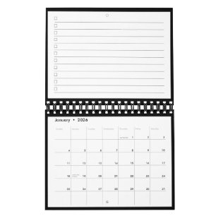 Modern Black White Monogram Name To Do List Calendar
