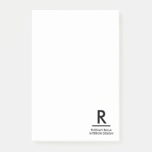 Modern Black White Monogram Note Design