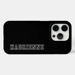 Modern Black White Monogram Outline Name iPhone 15 Pro Case