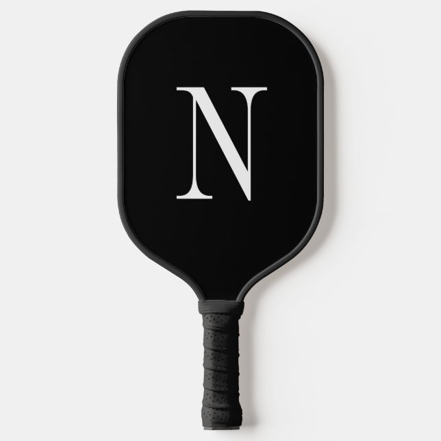Modern Black &white monogram Pickleball Paddle (Front)