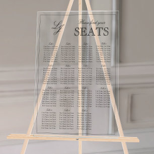 Modern Black & White Monogram Script Wedding Seat Acrylic Sign