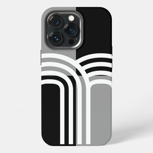 Modern Black White Monotone Initial Pattern iPhone Case (Back)