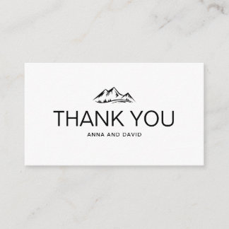 Modern Black & White Mountains Thank you Card