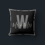 Modern Black White Mr Mrs Monogram Border Cushion<br><div class="desc">Add a personal touch to your space with this stylish home décor Modern Black and White Monogram Throw Pillow featuring a monogrammed initial and Mr & Mrs. Easily customisable to display your own name and initial, it's the perfect blend of comfort and personalisation for your home!</div>