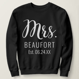 Modern Black & White Mrs Sweatshirt For Bride