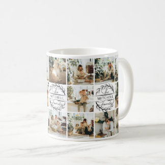 Modern Black & White Multi Photo Collage Keepsake Coffee Mug
