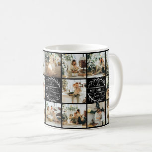 Modern Black & White Multi Photo Collage Keepsake Coffee Mug