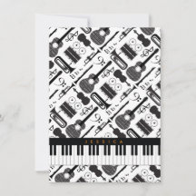 Modern Black & White Musical Instruments Pattern