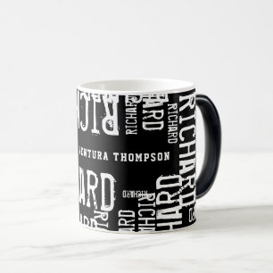 Modern Black White Name Mug