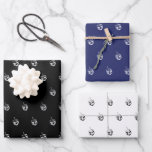 Modern black white navy dreidel pattern Hanukkah Wrapping Paper Sheet<br><div class="desc">Elegant black white and navy blue dreidel pattern minimalist modern Hanukkah gift Wrapping Paper sheets. Three assorted patters and colours: black and white. White and black. navy blue and white. Dreidel (a spinning top with four sides, each inscribed with a letter of the Hebrew alphabet) These wrapping paper sheets are...</div>