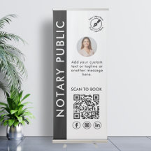 Modern Black & White Notary Public Photo Logo QR 