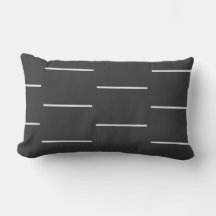 Modern Black & White Offset Lines Throw Pillow
