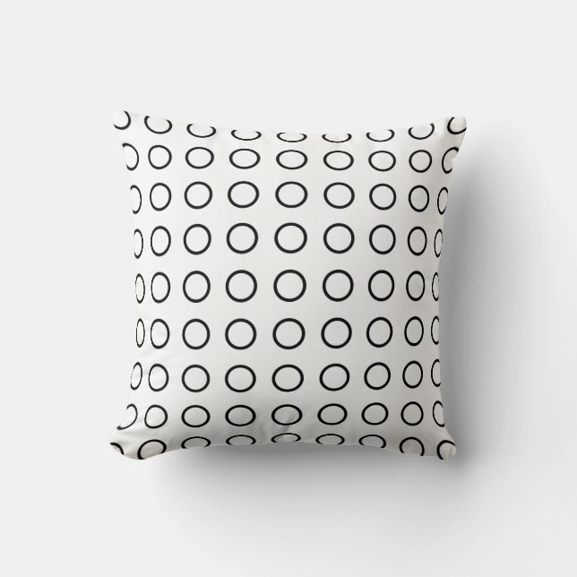 Modern Black White Open Circles Geometric Pattern Cushion (Front)