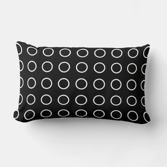 Modern Black White Open Circles Geometric Pattern Lumbar Cushion (Front)