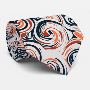 Modern Black White Orange Abstract Pattern Tie