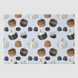 Modern Black White Orange Pumpkin Pattern Tissue Paper