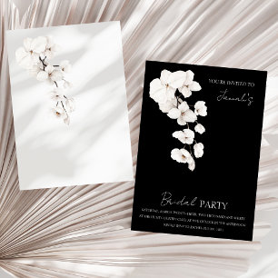 Modern Black White Orchid Floral Bridal Party Invitation