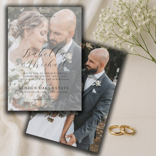 Modern Black & White Overlay Photo Wedding  Invitation