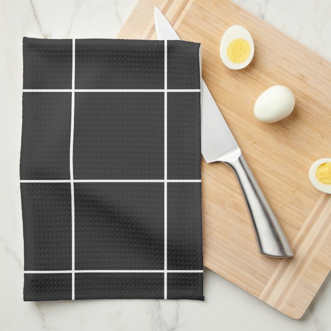 Modern Black & White Oversized Grid Kitchen Towels (Quarter Fold)