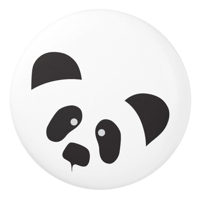 Modern Black & White Panda Ceramic Pull Knob (Front)