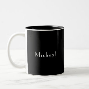 Modern Black & White Personalised Custom Made Name Two-Tone Coffee Mug