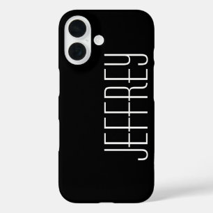 Modern, Black & White, Personalised Jumbo Name iPhone 16 Case