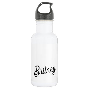 Modern Black White Personalised Monogram and Name  532 Ml Water Bottle