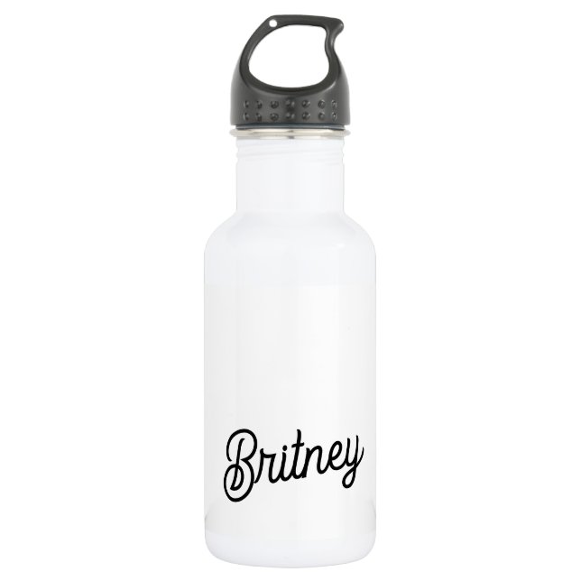 Modern Black White Personalised Monogram and Name  532 Ml Water Bottle (Front)