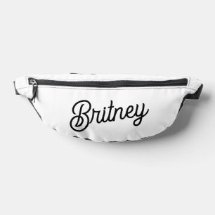 Modern Black White Personalised Monogram and Name Bum Bags