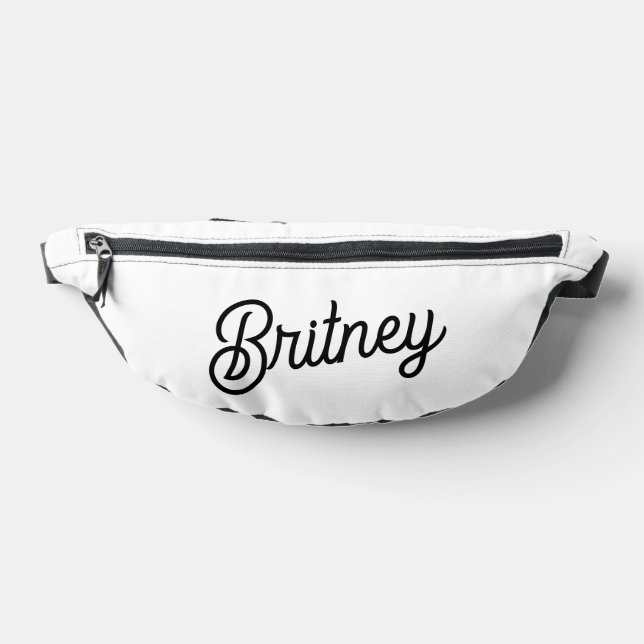 Modern Black White Personalised Monogram and Name  Bum Bags (Lay Down)