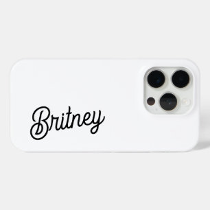 Modern Black White Personalised Monogram and Name iPhone 15 Pro Case