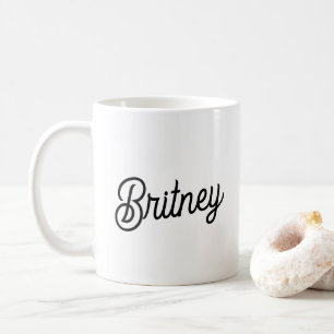 Modern Black White Personalised Monogram and Name  Coffee Mug