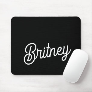 Modern Black White Personalised Monogram and Name  Mouse Mat