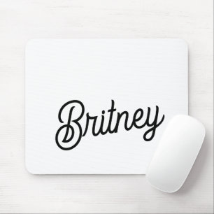 Modern Black White Personalised Monogram and Name  Mouse Mat