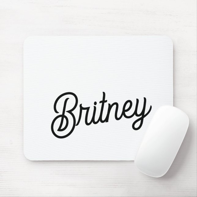 Modern Black White Personalised Monogram and Name  Mouse Mat (With Mouse)