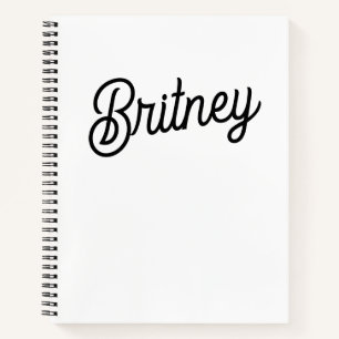 Modern Black White Personalised Monogram and Name Notebook