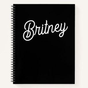Modern Black White Personalised Monogram and Name  Notebook