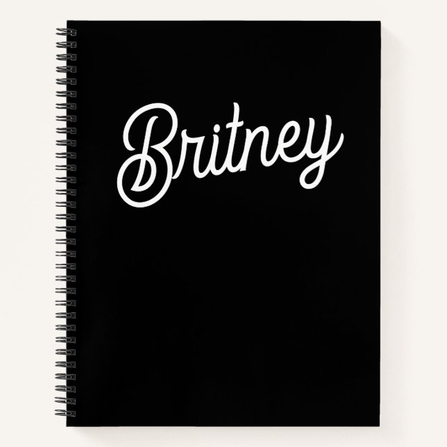 Modern Black White Personalised Monogram and Name  Notebook (Front)