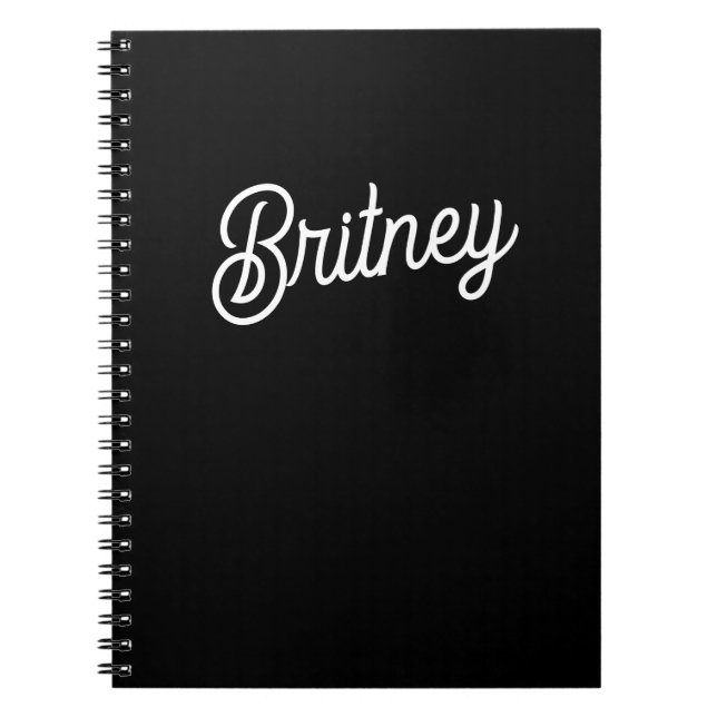 Modern Black White Personalised Monogram and Name  Notebook (Front)