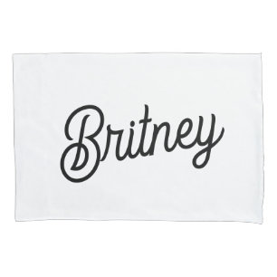 Modern Black White Personalised Monogram and Name  Pillowcase