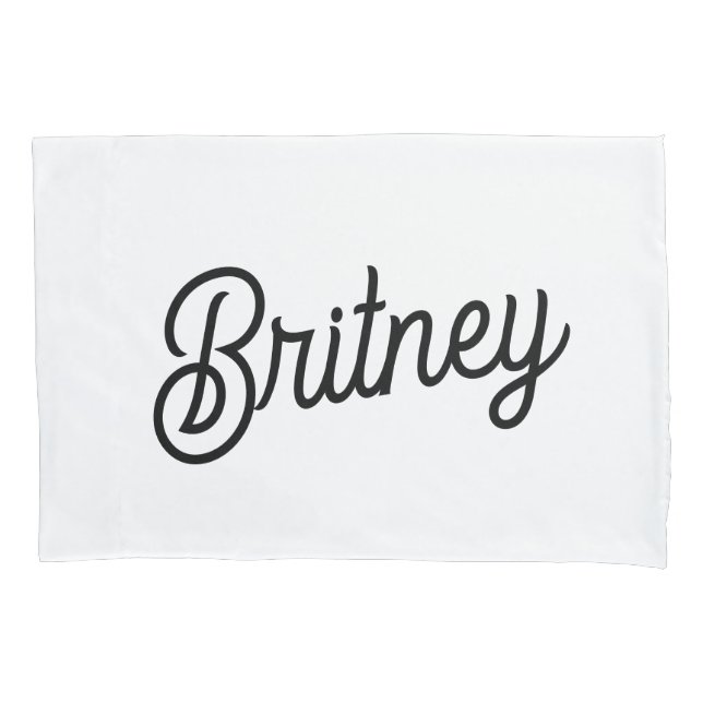 Modern Black White Personalised Monogram and Name  Pillowcase (Front)