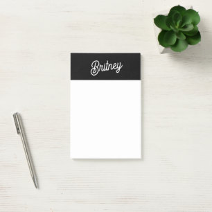 Modern Black White Personalised Monogram and Name  Post-it Notes