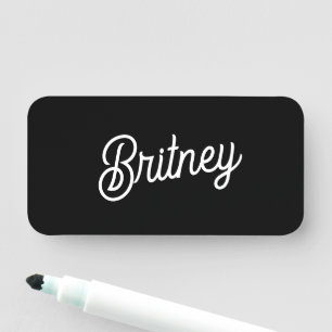 Modern Black White Personalised Monogram and Name  Tag