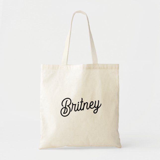 Modern Black White Personalised Monogram and Name  Tote Bag (Front)