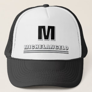 Modern Black White Personalised Monogram and Name Trucker Hat
