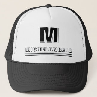 Modern Black White Personalised Monogram and Name Trucker Hat
