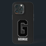 Modern Black White Personalised Monogram For Him iPhone 13 Pro Case<br><div class="desc">Made for him. Bold and seemingly simple. Seemingly simple but this design has many layers and specific characteristics that make it unique. Classic and bold sports font for the monogram in black and white outline. Personalisation in the same font in white with a black drop shadow to add depth. All...</div>