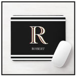 Modern Black White Personalised Monogram Name  Mouse Mat<br><div class="desc">This unique MOUSE PAD features a three colour monogram — look closely and you will see for yourself.  This is set against a black background .  Any design questions,  just send an email to charmdesignstudio@rcn.com and we’ll be delighted to assist.</div>